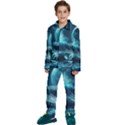 Moonlight High Tide Storm Tsunami Waves Ocean Sea Kids  Long Sleeve Velvet Pajamas Set View1