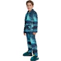 Moonlight High Tide Storm Tsunami Waves Ocean Sea Kids  Long Sleeve Velvet Pajamas Set View2