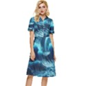 Moonlight High Tide Storm Tsunami Waves Ocean Sea Button Top Knee Length Dress View1