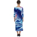 Storm Tsunami Waves Ocean Sea Nautical Nature Quarter Sleeve Midi Bodycon Dress View2