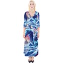 Storm Tsunami Waves Ocean Sea Nautical Nature Quarter Sleeve Wrap Maxi Dress View1