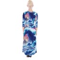 Storm Tsunami Waves Ocean Sea Nautical Nature Quarter Sleeve Wrap Maxi Dress View2