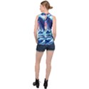 Storm Tsunami Waves Ocean Sea Nautical Nature High Neck Satin Top View2