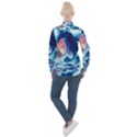 Storm Tsunami Waves Ocean Sea Nautical Nature Women s Long Sleeve Pocket Shirt View2