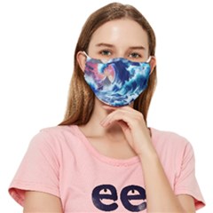 Storm Tsunami Waves Ocean Sea Nautical Nature Fitted Cloth Face Mask (adult) by Ravend