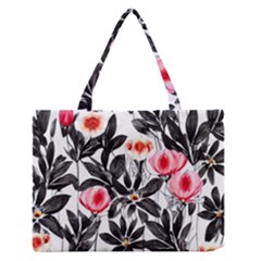 Beautiful Elegant Botanical Flowers Zipper Medium Tote Bag by GardenOfOphir