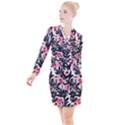 Beautiful Elegant Botanical Flowers Button Long Sleeve Dress View1