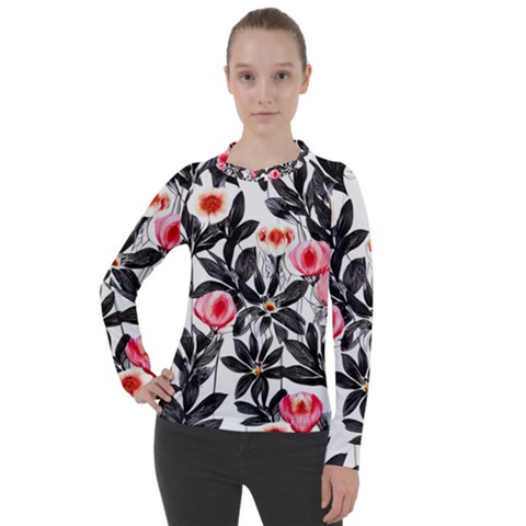 Beautiful Elegant Botanical Flowers Women s Pique Long Sleeve Tee by GardenOfOphir