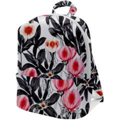 Beautiful Elegant Botanical Flowers Zip Up Backpack by GardenOfOphir