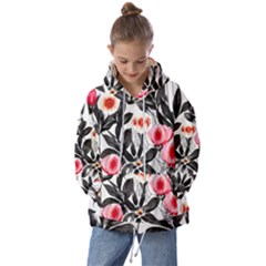 Beautiful Elegant Botanical Flowers Kids  Oversized Hoodie by GardenOfOphir