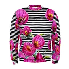 Pink Flowers Black Stripes Men s Sweatshirt by GardenOfOphir