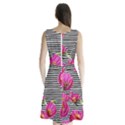 Pink Flowers Black Stripes Sleeveless Waist Tie Chiffon Dress View2