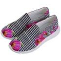 Pink Flowers Black Stripes Men s Lightweight Slip Ons View2