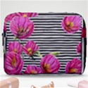 Pink Flowers Black Stripes Make Up Pouch (Large) View1