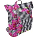 Pink Flowers Black Stripes Buckle Up Backpack View2