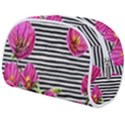 Pink Flowers Black Stripes Make Up Case (Medium) View2