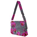 Pink Flowers Black Stripes Full Print Messenger Bag (M) View2