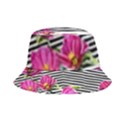 Pink Flowers Black Stripes Inside Out Bucket Hat View1