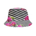 Pink Flowers Black Stripes Inside Out Bucket Hat View2