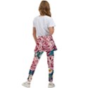 Coral Blush Rose on Teal Kids  Skirted Pants View2