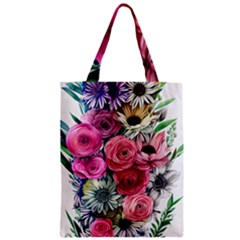 Charming Watercolor Flowers Zipper Classic Tote Bag by GardenOfOphir