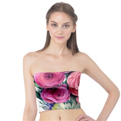 Charming Watercolor Flowers Tube Top by GardenOfOphir