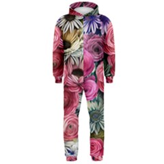 Charming Watercolor Flowers Hooded Jumpsuit (men) by GardenOfOphir