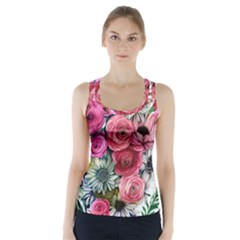 Charming Watercolor Flowers Racer Back Sports Top by GardenOfOphir