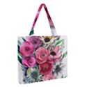 Charming Watercolor Flowers Zipper Medium Tote Bag View2