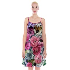 Charming Watercolor Flowers Spaghetti Strap Velvet Dress by GardenOfOphir