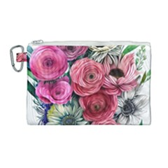 Charming Watercolor Flowers Canvas Cosmetic Bag (large) by GardenOfOphir