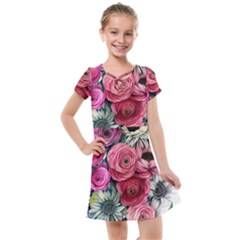 Charming Watercolor Flowers Kids  Cross Web Dress by GardenOfOphir