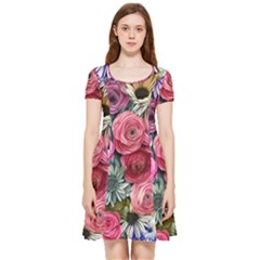 Charming Watercolor Flowers Inside Out Cap Sleeve Dress by GardenOfOphir