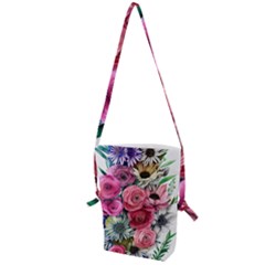 Charming Watercolor Flowers Folding Shoulder Bag by GardenOfOphir