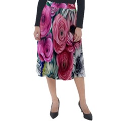 Charming Watercolor Flowers Classic Velour Midi Skirt  by GardenOfOphir