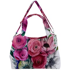 Charming Watercolor Flowers Double Compartment Shoulder Bag by GardenOfOphir