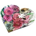 Charming Watercolor Flowers Wooden Puzzle Heart View2