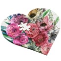 Charming Watercolor Flowers Wooden Puzzle Heart View3