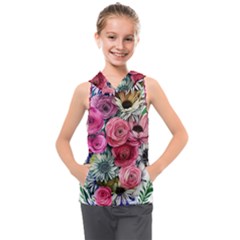 Charming Watercolor Flowers Kids  Sleeveless Hoodie by GardenOfOphir