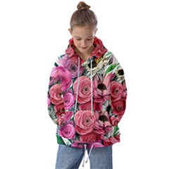 Charming Watercolor Flowers Kids  Oversized Hoodie by GardenOfOphir