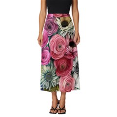 Charming Watercolor Flowers Classic Midi Chiffon Skirt