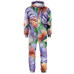 Amazing Watercolor Flowers Hooded Jumpsuit (men) by GardenOfOphir