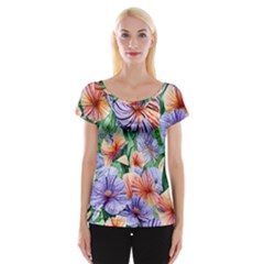 Amazing Watercolor Flowers Cap Sleeve Top by GardenOfOphir