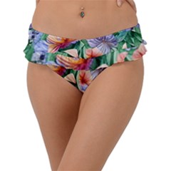 Amazing Watercolor Flowers Frill Bikini Bottoms by GardenOfOphir