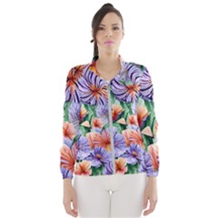 Amazing Watercolor Flowers Women s Windbreaker