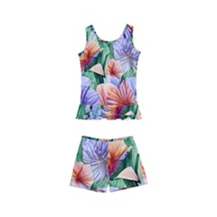 Amazing Watercolor Flowers Kids  Boyleg Swimsuit by GardenOfOphir