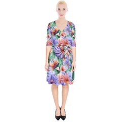 Amazing Watercolor Flowers Wrap Up Cocktail Dress by GardenOfOphir