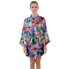 Amazing Watercolor Flowers Long Sleeve Satin Kimono by GardenOfOphir