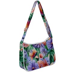 Amazing Watercolor Flowers Zip Up Shoulder Bag by GardenOfOphir