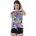 Amazing Watercolor Flowers Short Sleeve Open Back Tee View1